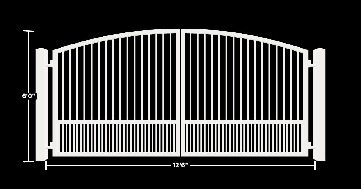 Drawing of the configured Driveway Gate, 12'6" wide × 6'0" high, with dimensions
