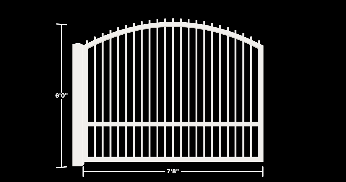 Drawing of the configured Luxury Fence Panel, 7'8" wide × 6'0" high, with dimensions
