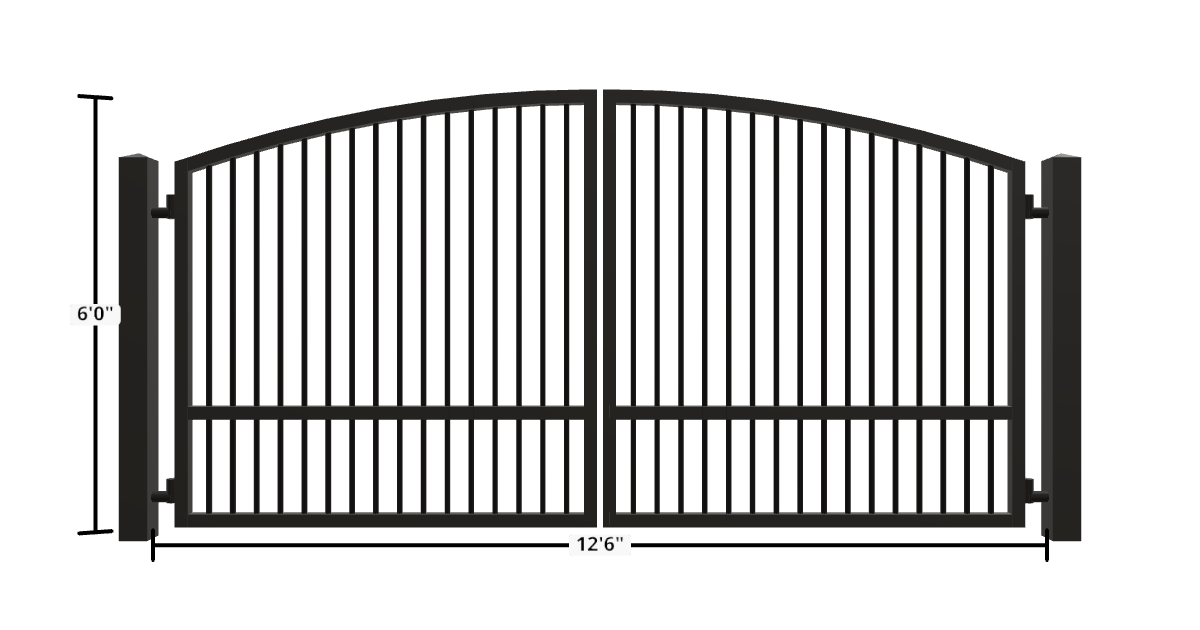 Drawing of the configured Driveway Gate, 13'6" wide × 6'0" high, with dimensions
