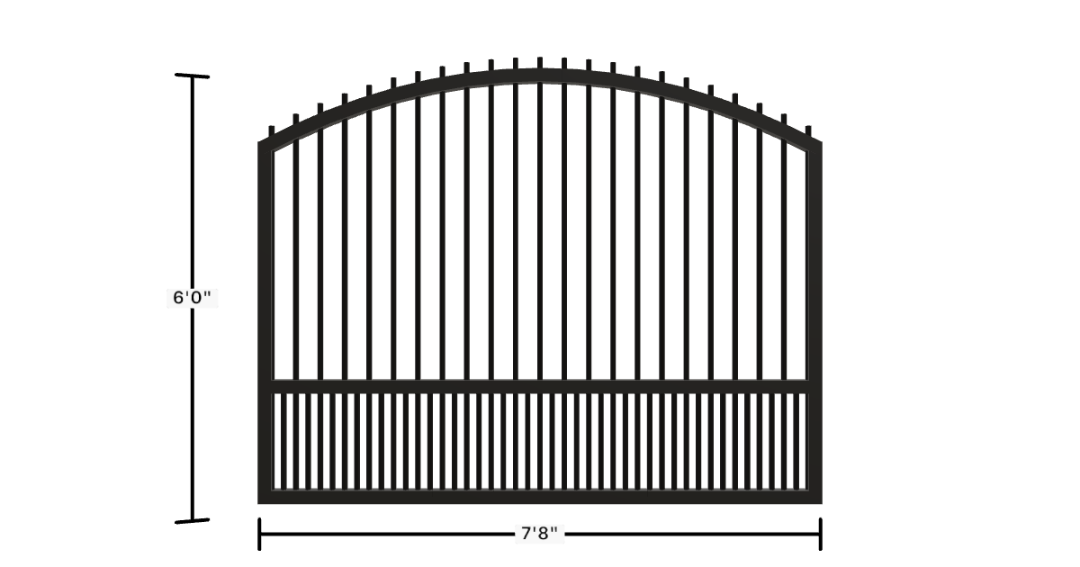 Drawing of the configured Luxury Fence Panel, 7'8" wide × 6'0" high, with dimensions