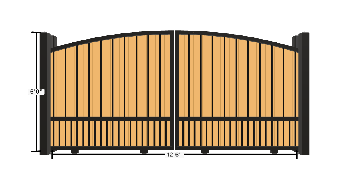 Drawing of the configured Driveway Gate, 12'6" wide × 6'0" high, with dimensions