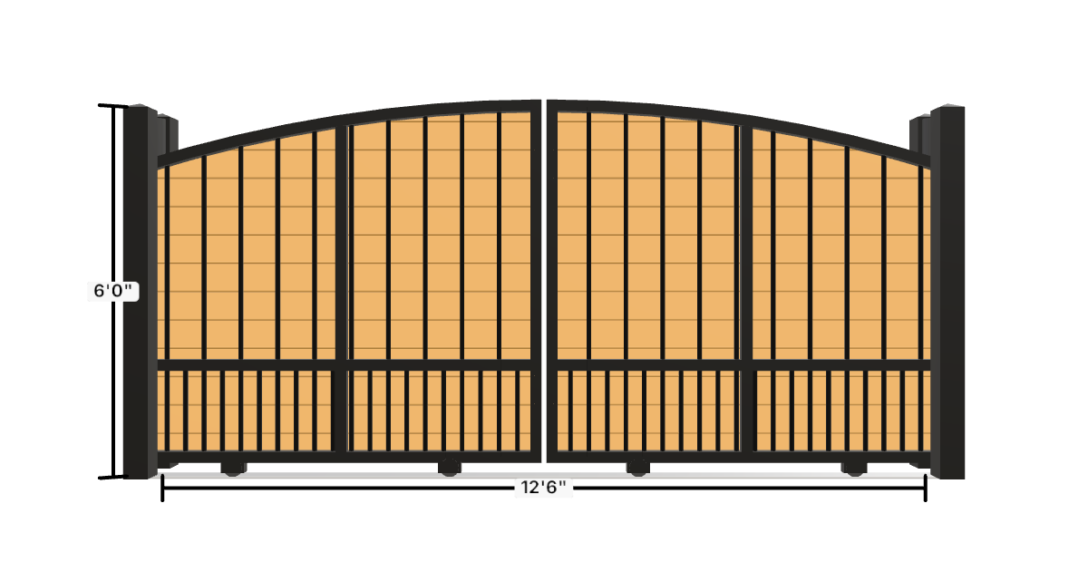 Drawing of the configured Driveway Gate, 12'6" wide × 6'0" high, with dimensions