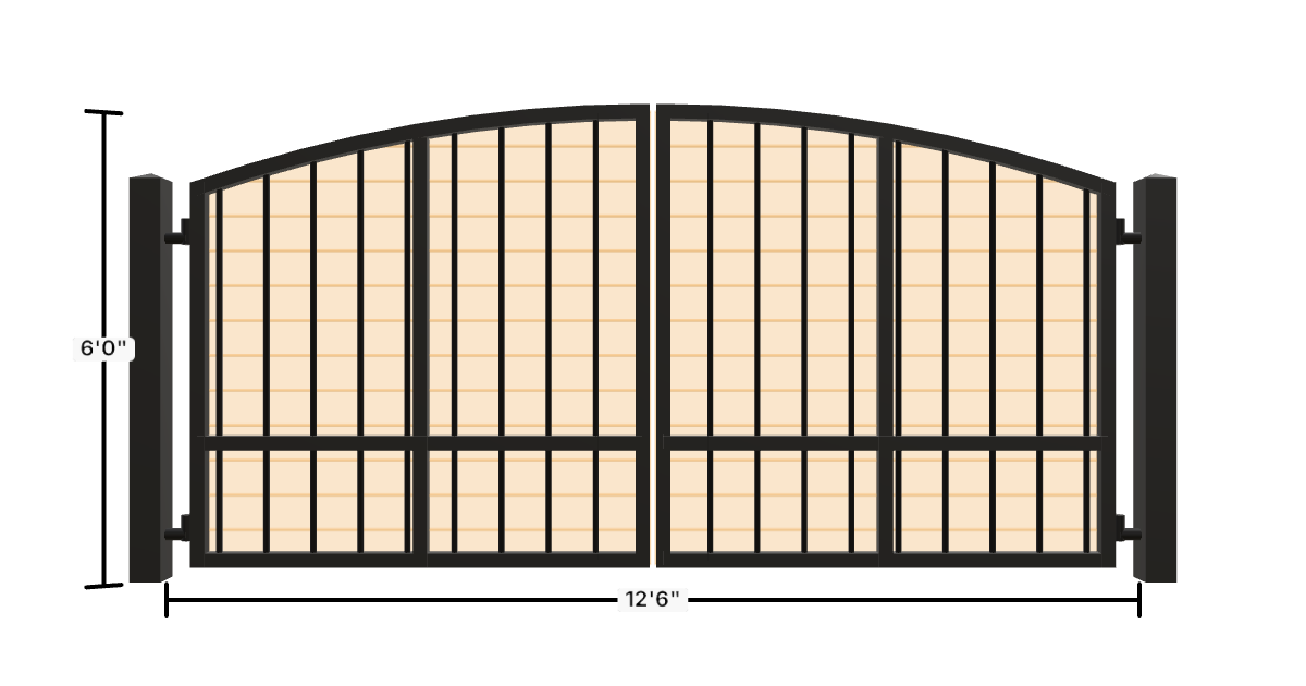 Drawing of the configured Driveway Gate, 13'6" wide × 6'0" high, with dimensions