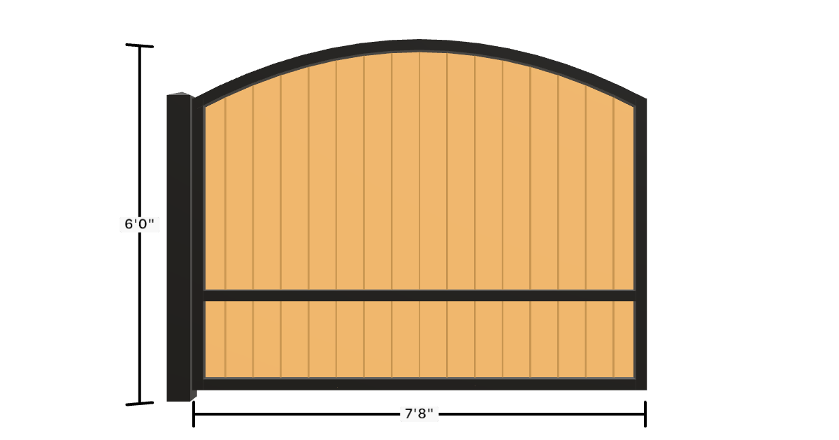 Drawing of the configured Luxury Fence Panel, 7'8" wide × 6'0" high, with dimensions