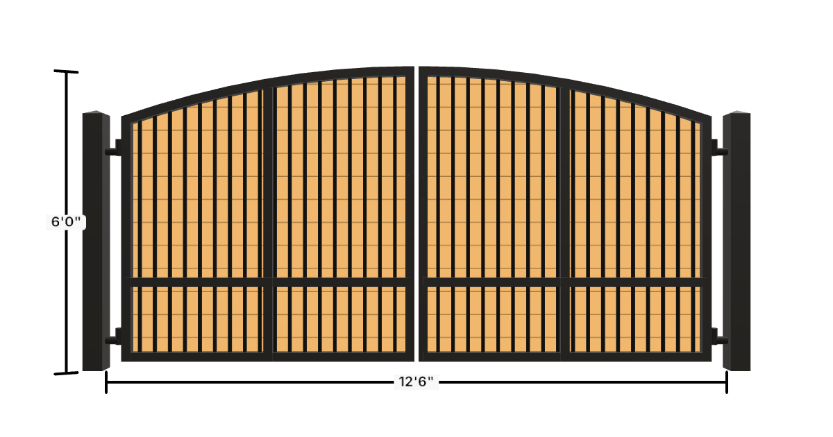 Drawing of the configured Driveway Gate, 12'6" wide × 6'0" high, with dimensions