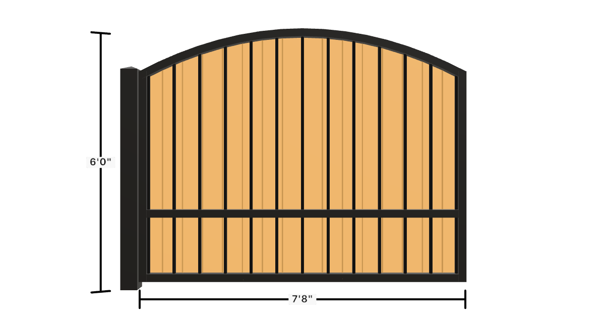Drawing of the configured Luxury Fence Panel, 7'8" wide × 6'0" high, with dimensions