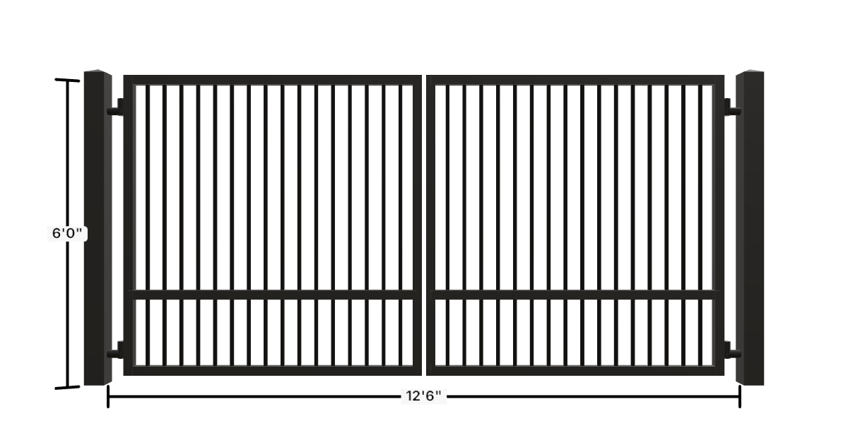 Drawing of the configured Driveway Gate, 12'6" wide × 6'0" high, with dimensions