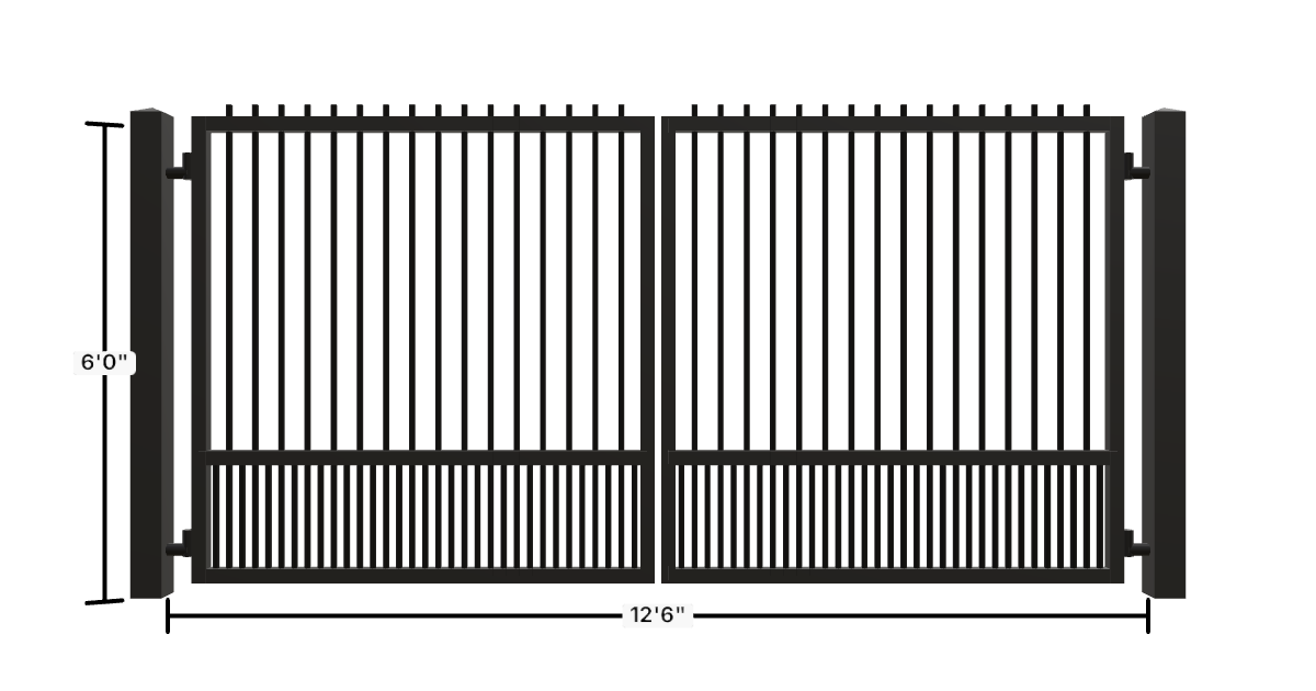 Drawing of the configured Driveway Gate, 13'6" wide × 6'0" high, with dimensions