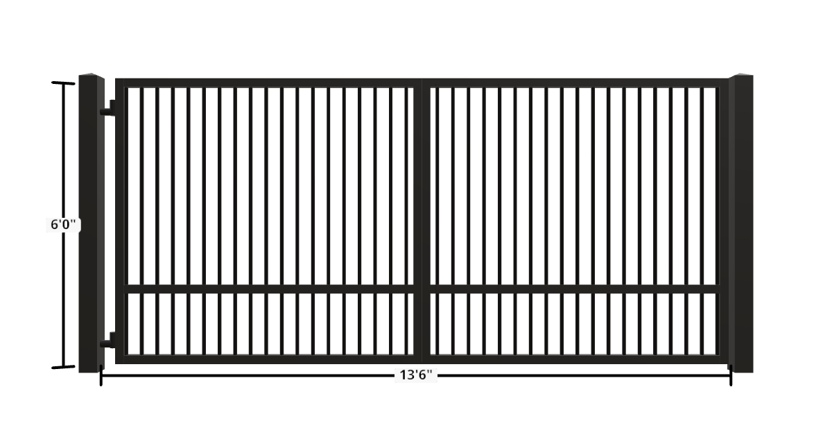 Drawing of the configured Driveway Gate, 13'6" wide × 6'0" high, with dimensions
