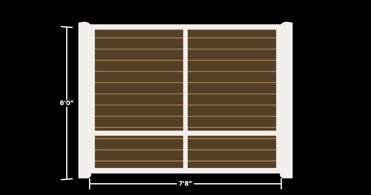 Drawing of the configured Luxury Fence Panel, 7'8" wide × 6'0" high, with dimensions