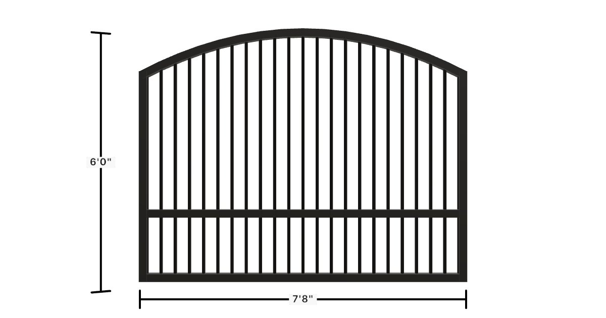 Drawing of the configured Luxury Fence Panel, 7'8" wide × 6'0" high, with dimensions