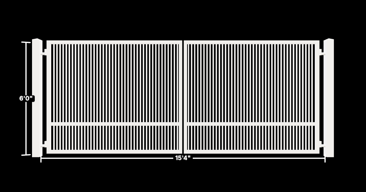Drawing of the configured Driveway Gate, 15'4" wide × 6'0" high, with dimensions