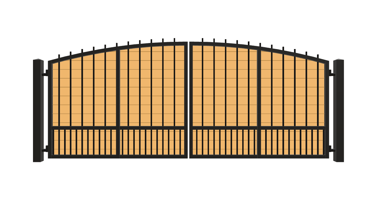 Drawing of the configured Driveway Gate, 15'4" wide × 6'0" high, with dimensions