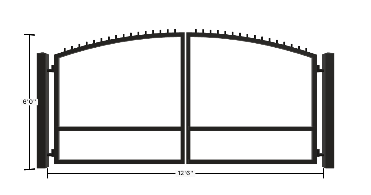 Drawing of the configured Driveway Gate, 13'6" wide × 6'0" high, with dimensions