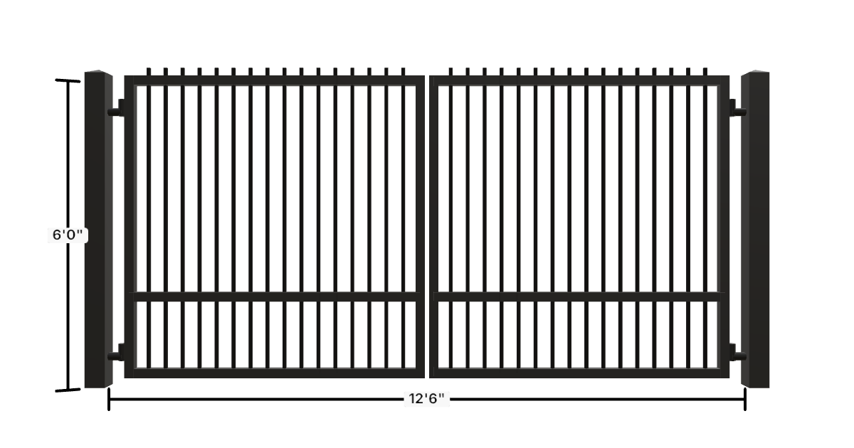 Drawing of the configured Driveway Gate, 13'6" wide × 6'0" high, with dimensions