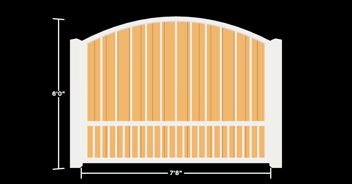 Drawing of the configured Luxury Fence Panel, 7'8" wide × 6'0" high, with dimensions