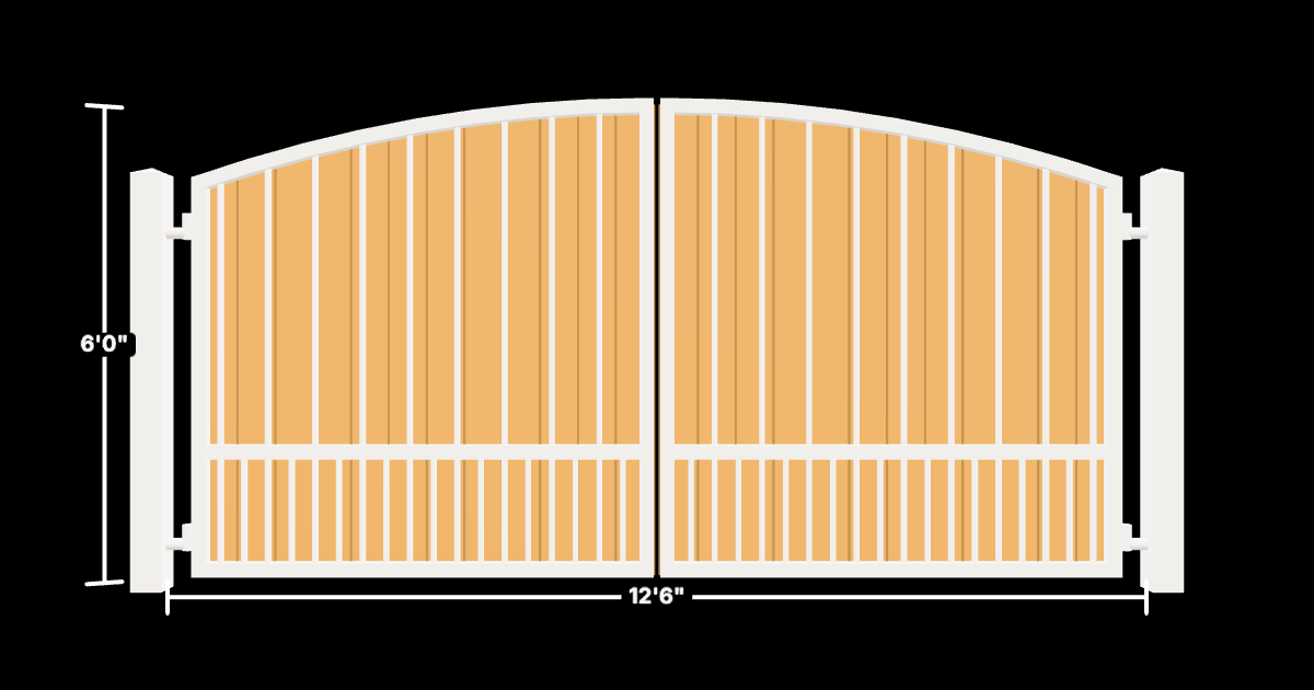 Drawing of the configured Driveway Gate, 12'6" wide × 6'0" high, with dimensions