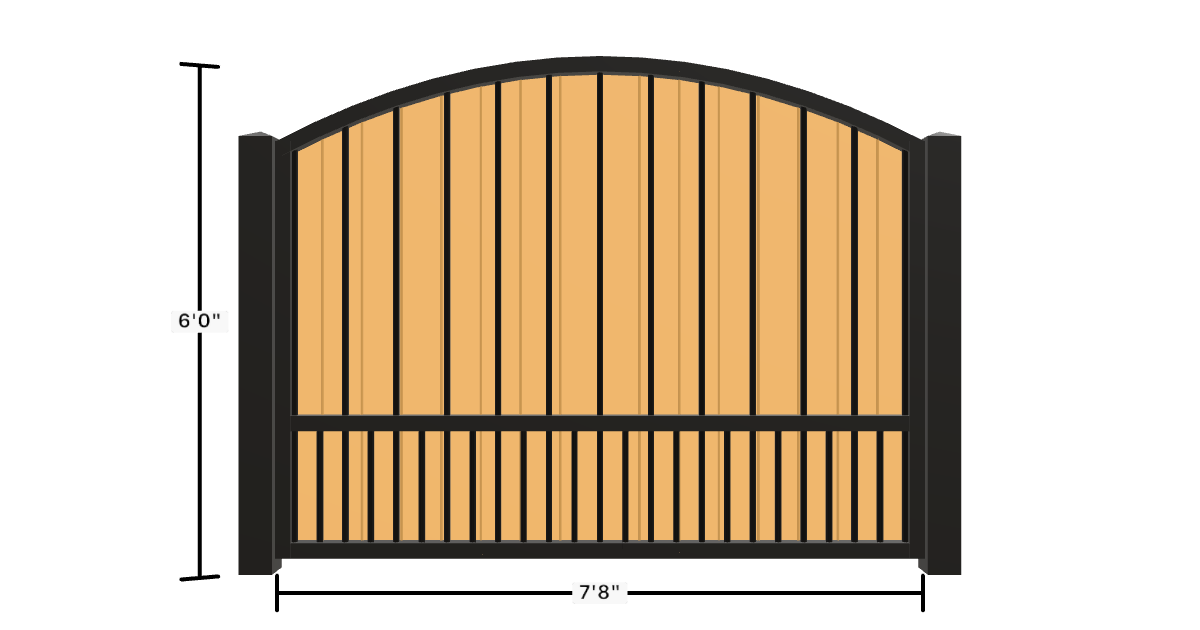 Drawing of the configured Luxury Fence Panel, 7'8" wide × 6'0" high, with dimensions