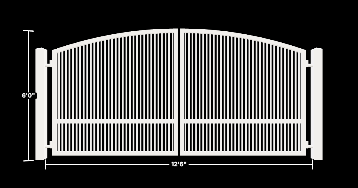 Drawing of the configured Driveway Gate, 13'6" wide × 6'0" high, with dimensions