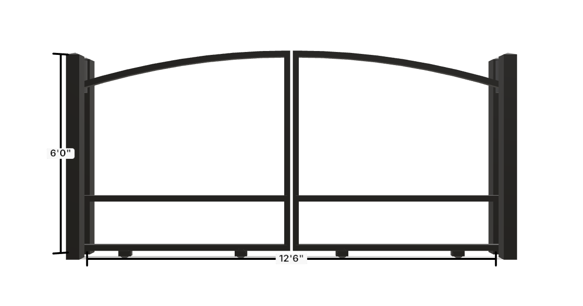 Drawing of the configured Driveway Gate, 12'6" wide × 6'0" high, with dimensions