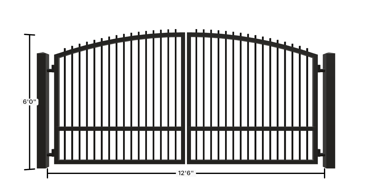 Drawing of the configured Driveway Gate, 13'6" wide × 6'0" high, with dimensions