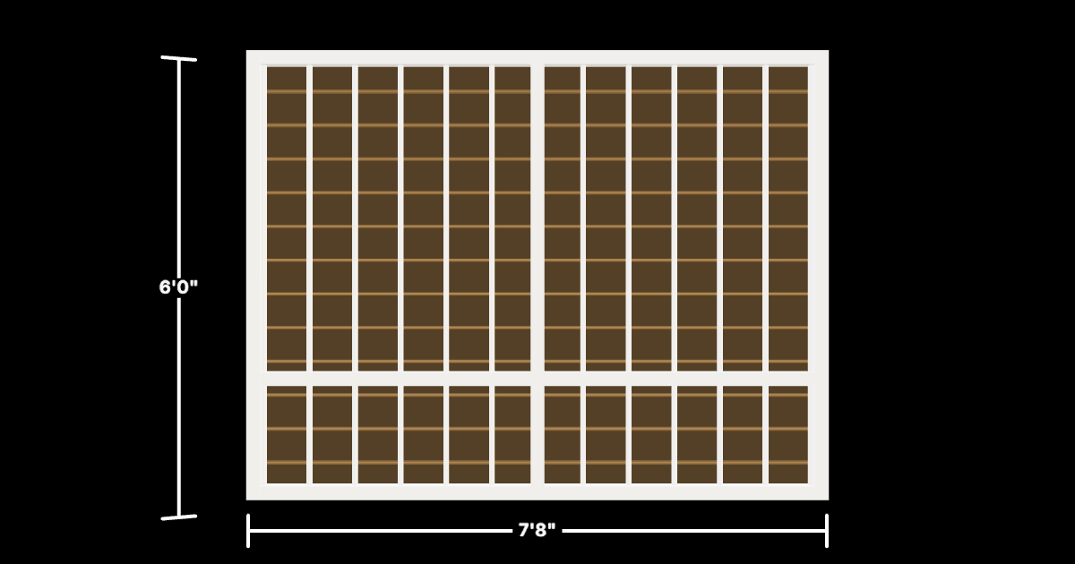 Drawing of the configured Luxury Fence Panel, 7'8" wide × 6'0" high, with dimensions