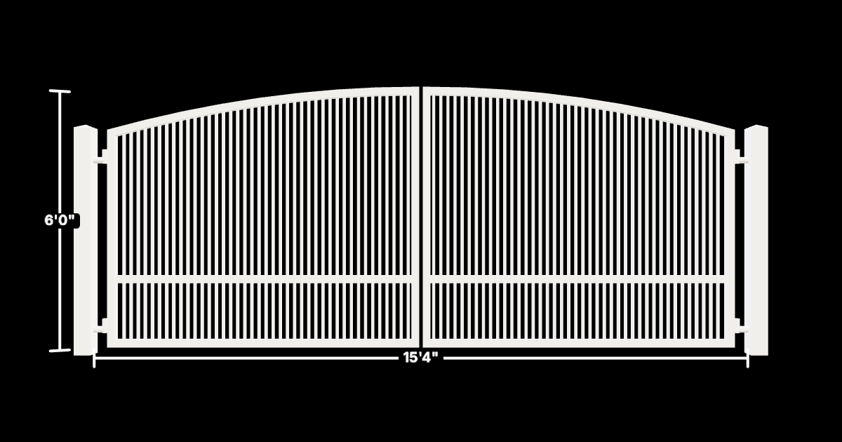 Drawing of the configured Driveway Gate, 15'4" wide × 6'0" high, with dimensions