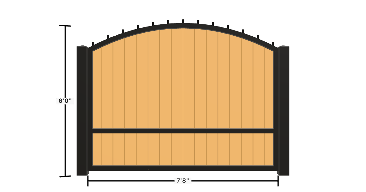 Drawing of the configured Luxury Fence Panel, 7'8" wide × 6'0" high, with dimensions