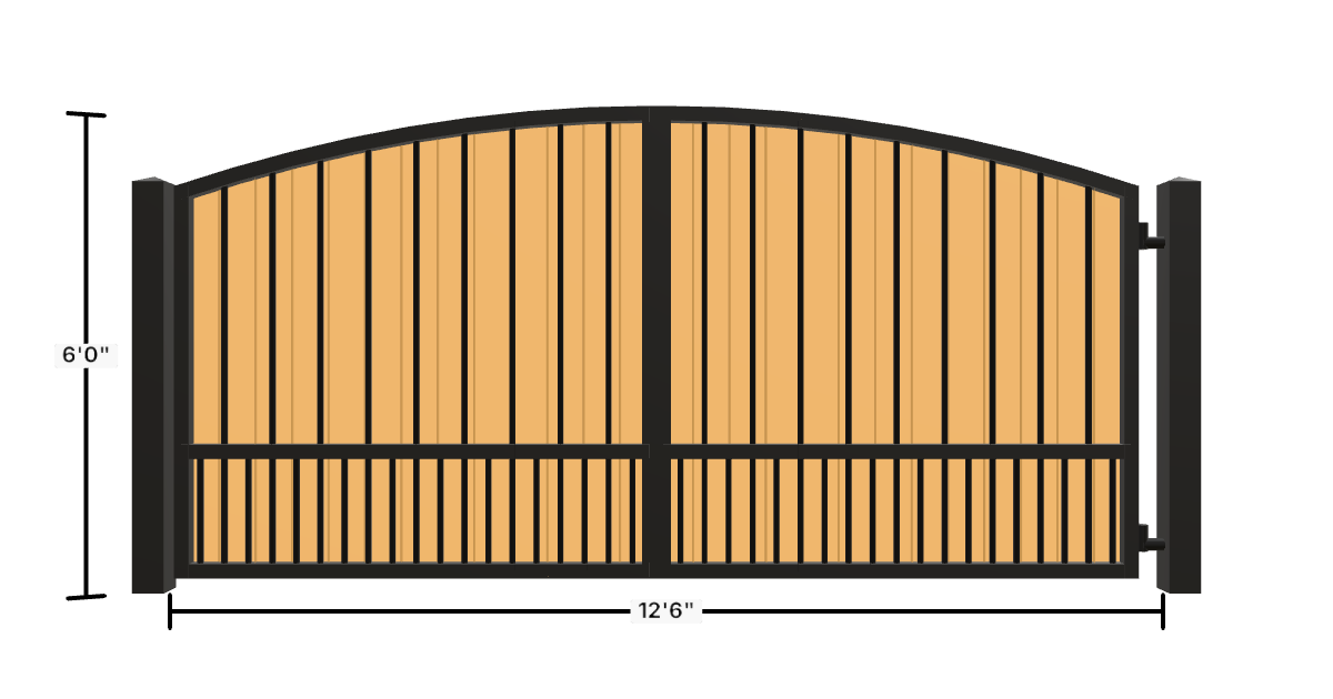 Drawing of the configured Driveway Gate, 13'6" wide × 6'0" high, with dimensions