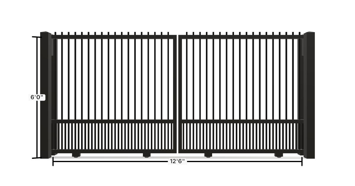 Drawing of the configured Driveway Gate, 12'6" wide × 6'0" high, with dimensions