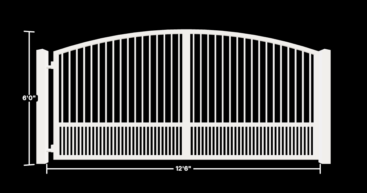 Drawing of the configured Driveway Gate, 12'6" wide × 6'0" high, with dimensions
