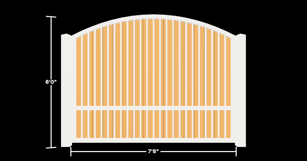 Drawing of the configured Luxury Fence Panel, 7'8" wide × 6'0" high, with dimensions