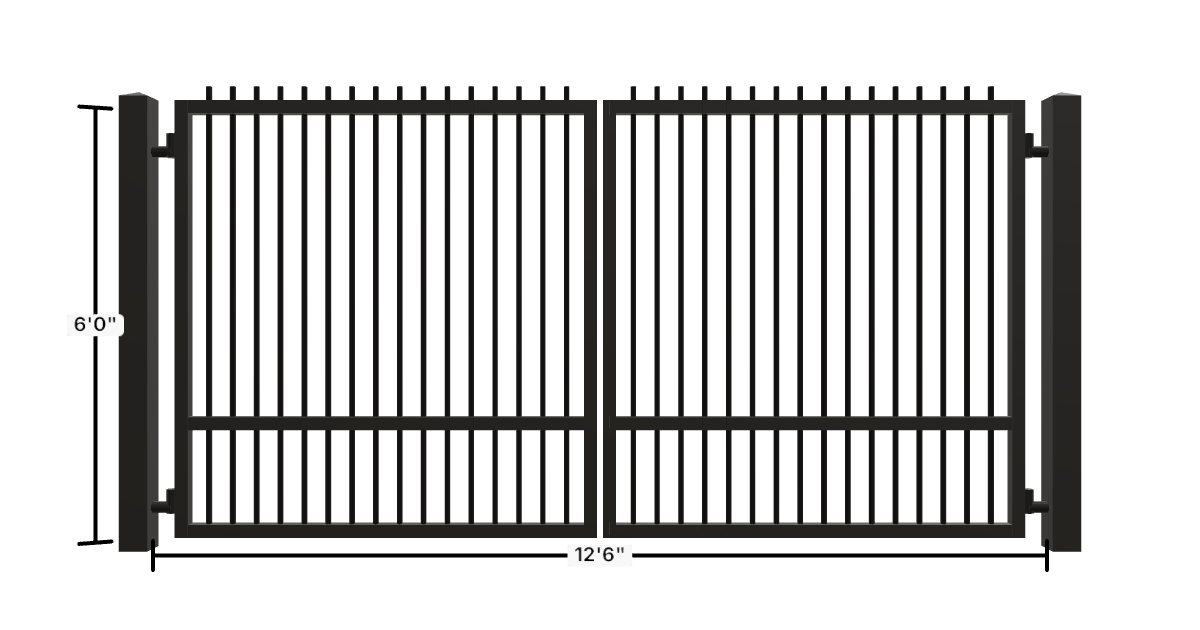 Drawing of the configured Driveway Gate, 12'6" wide × 6'0" high, with dimensions
