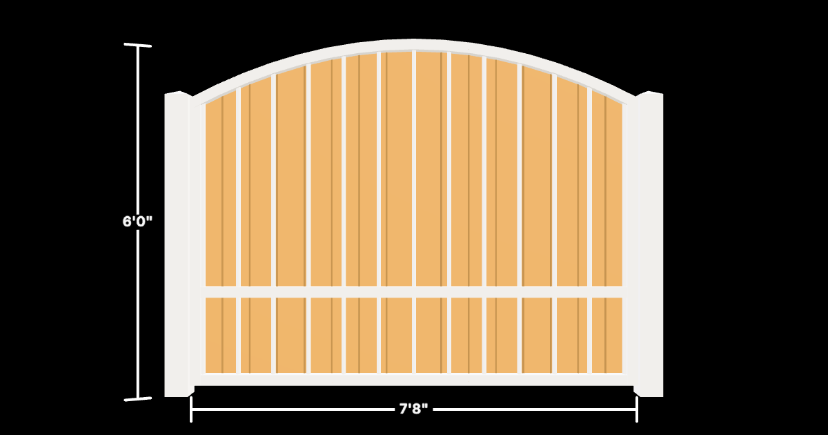 Drawing of the configured Luxury Fence Panel, 7'8" wide × 6'0" high, with dimensions