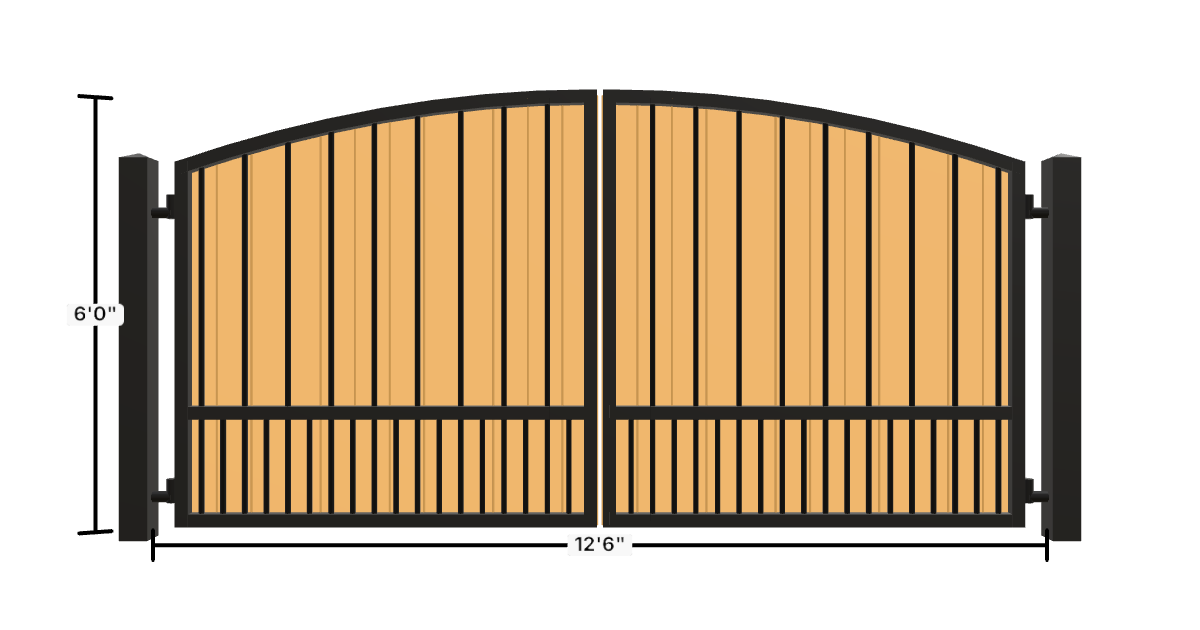 Drawing of the configured Driveway Gate, 12'6" wide × 6'0" high, with dimensions