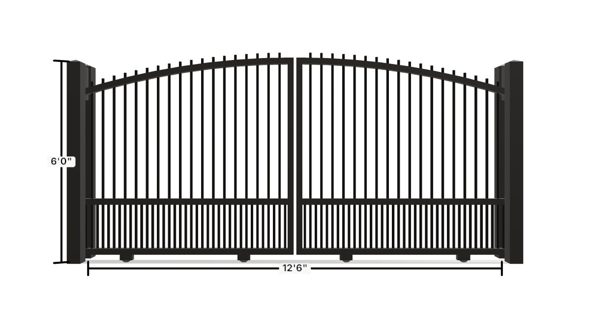 Drawing of the configured Driveway Gate, 12'6" wide × 6'0" high, with dimensions