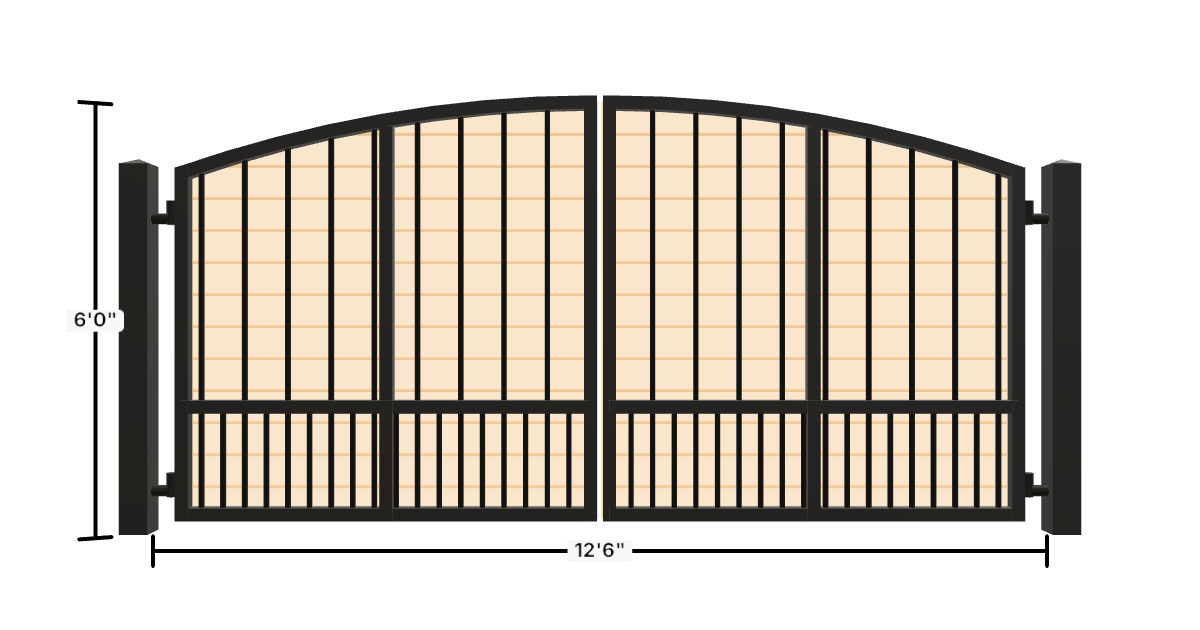 Drawing of the configured Driveway Gate, 12'6" wide × 6'0" high, with dimensions