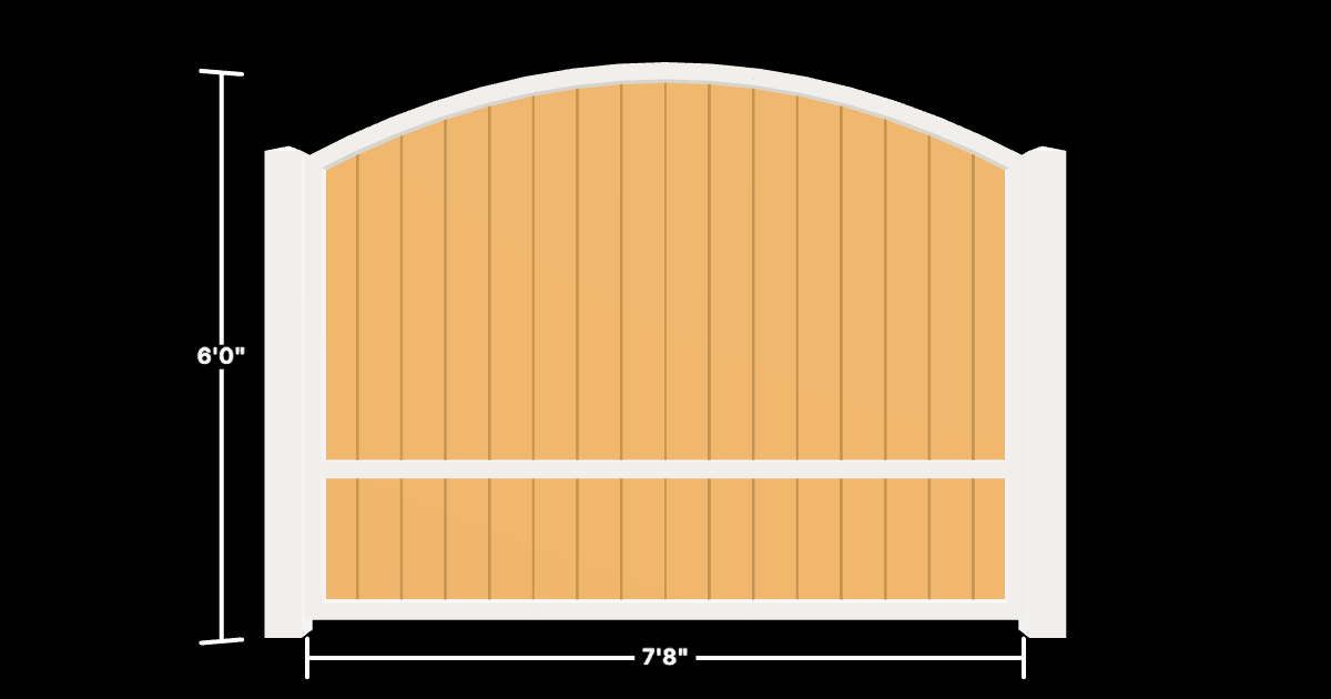 Drawing of the configured Luxury Fence Panel, 7'8" wide × 6'0" high, with dimensions