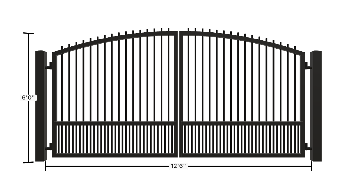 Drawing of the configured Driveway Gate, 13'6" wide × 6'0" high, with dimensions