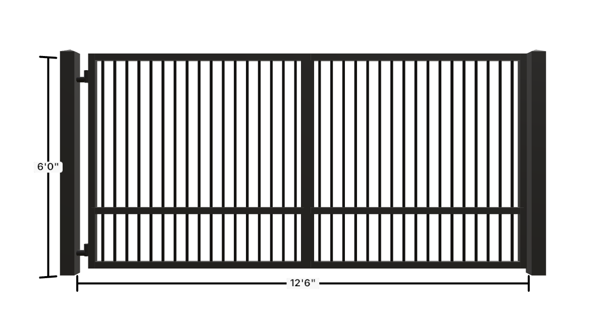 Drawing of the configured Driveway Gate, 12'6" wide × 6'0" high, with dimensions
