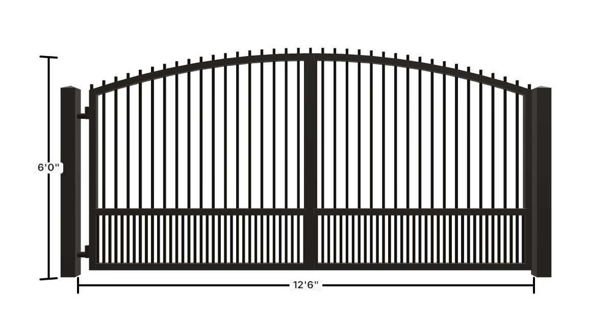 Drawing of the configured Driveway Gate, 12'6" wide × 6'0" high, with dimensions