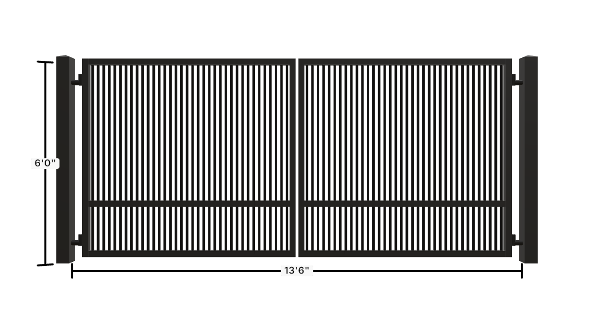 Drawing of the configured Driveway Gate, 13'6" wide × 6'0" high, with dimensions