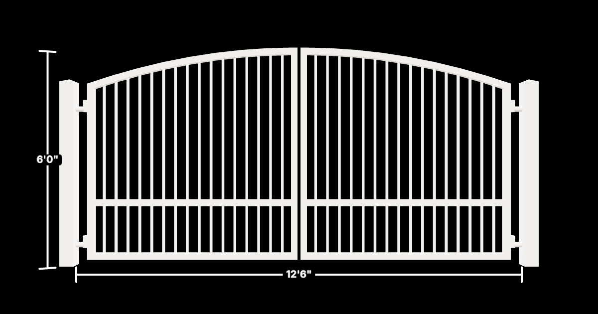 Drawing of the configured Driveway Gate, 12'6" wide × 6'0" high, with dimensions
