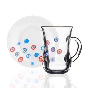 98885 Paşabahçe Set 2 Adet Kulplu Bardak 2 Adet Pasta Tabak - PAŞABAHÇE