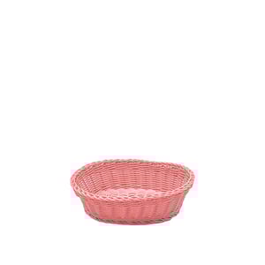 Plastik Hasır Oval Sepet 25X19X7 cm Açık Pembe - KLT