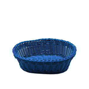 Plastik Hasır Oval Sepet 25X19X7 cm Petrol Mavisi - KLT