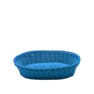 Plastik Hasır Oval Sepet 38X27X8,5 cm Petrol Mavi - KLT