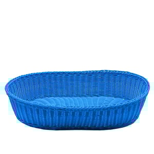 Plastik Hasır Elips Sepet 55X40X11 cm Petrol Mavi - KLT
