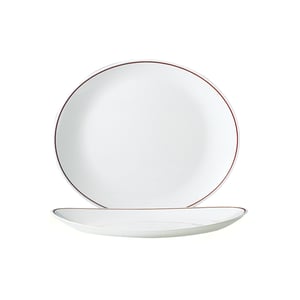 Arcoroc Krem Bordo Çizgili Oval Et Tabak 30x26 cm - ARCOROC