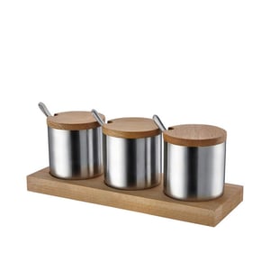 Groovy Ahşap Standlı Yuvarlak 3 Lü Baharatlık Tk.GRV-42 - BİRADLI